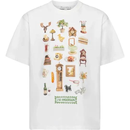 Diorama Print Weißes T-Shirt , Herren, Größe: M - JW Anderson - Modalova