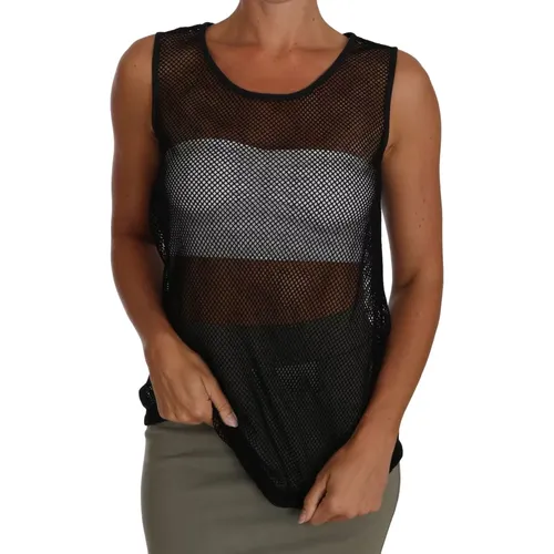Schwarze Mesh Transparente Bluse T-Shirt - Modisches Modell - Dolce & Gabbana - Modalova