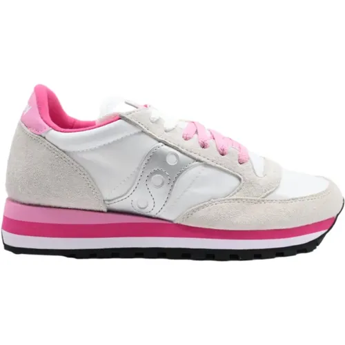 White Gray Pink Jazz Sneakers , female, Sizes: 8 UK, 6 UK, 7 UK, 7 1/2 UK, 5 1/2 UK, 4 UK, 3 UK, 5 UK - Saucony - Modalova