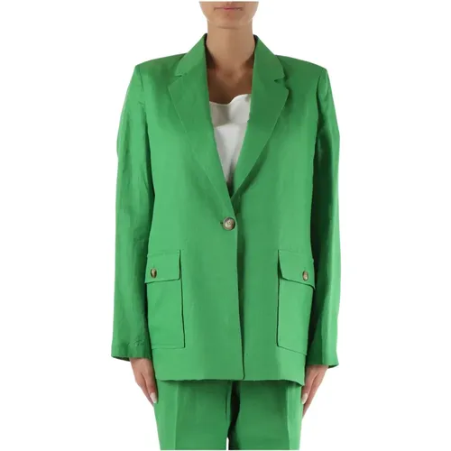 Linen Jacket , female, Sizes: XL, 2XL - Elena Mirò - Modalova