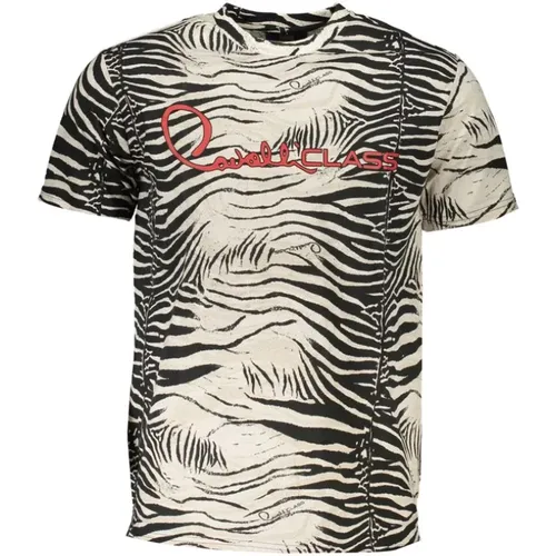 Druck Logo Rundhals T-Shirt , Herren, Größe: S - Cavalli Class - Modalova