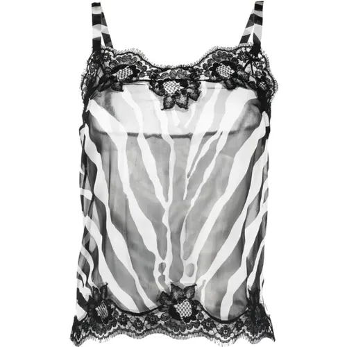 Sleeveless Zebra Top , female, Sizes: XL - Dolce & Gabbana - Modalova