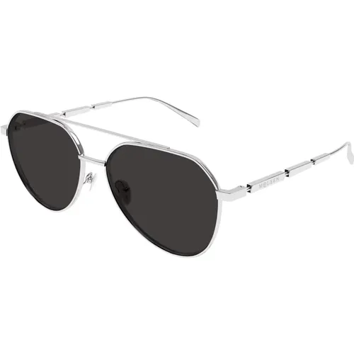 Silber/Schwarze Metallsonnenbrille , Herren, Größe: 59 MM - alexander mcqueen - Modalova