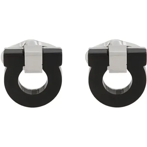 Black Stone Gancini Buckle Accessories , male, Sizes: ONE SIZE - Salvatore Ferragamo - Modalova