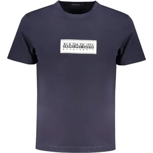 Blau Kurzarm Baumwoll T-Shirt , Herren, Größe: 2XL - Napapijri - Modalova