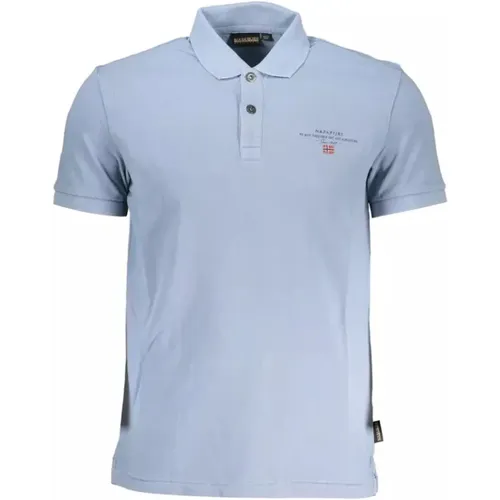 Hellblaues Baumwoll-Poloshirt , Herren, Größe: XL - Napapijri - Modalova