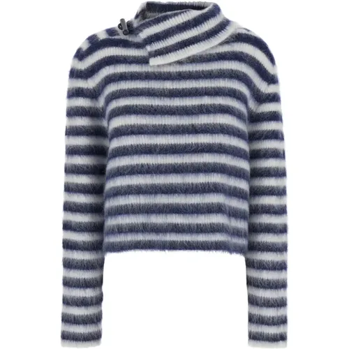 Blauer Gestreifter Asymmetrischer Pullover , Damen, Größe: S - Jacquemus - Modalova