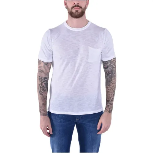 Leichtes Rundhals-T-Shirt mit Tasche , Herren, Größe: L - Blauer - Modalova