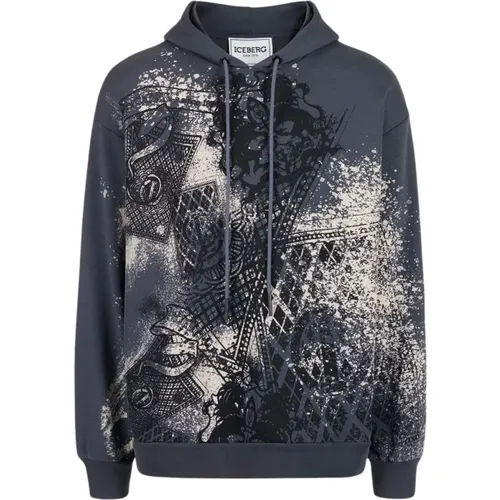 Bedruckter Divine Fit Baumwollhoodie , Herren, Größe: 2XL - Iceberg - Modalova