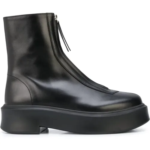 Schwarze Leder Reißverschluss Stiefeletten - The Row - Modalova