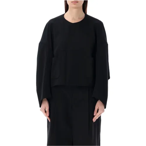 Wool Crop Blazer Cape Style , female, Sizes: S - Comme des Garçons - Modalova