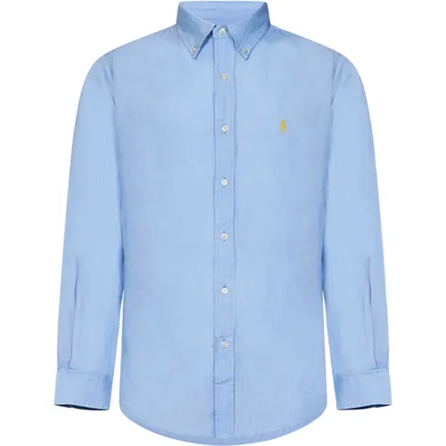 Klares Blaues Leinenhemd mit Knopfleiste , Herren, Größe: 2XL - Ralph Lauren - Modalova