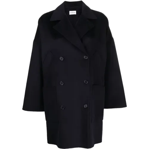 Navy Cashmere Double-Breasted Coat , female, Sizes: S, M - P.a.r.o.s.h. - Modalova