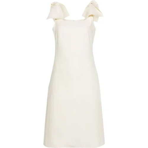 Weiße Leinenkleid mit Schleifen-Trägern - Chloé - Modalova