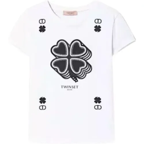Glücksklee-Print T-Shirt , Damen, Größe: L - Twinset - Modalova