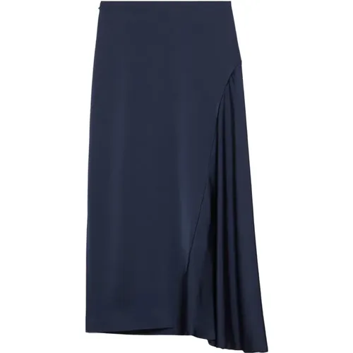 Satin Midi Skirt with Slit , female, Sizes: M, XS, S - Max Mara Weekend - Modalova