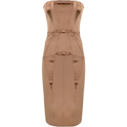 Rosa Crepe Stretch Midi Kleid , Damen, Größe: S - Elisabetta Franchi - Modalova