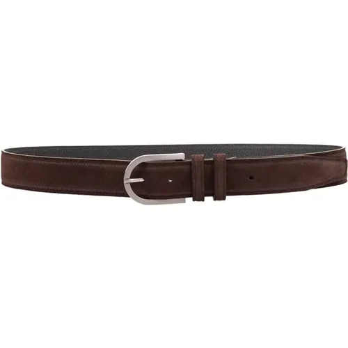 Suede Belt with Silver Buckle , male, Sizes: 105 CM, 95 CM, 90 CM - Kiton - Modalova