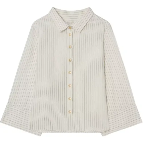 Striped Linen Shirt with Wide Sleeves , female, Sizes: L, S, XS, M - Busnel - Modalova