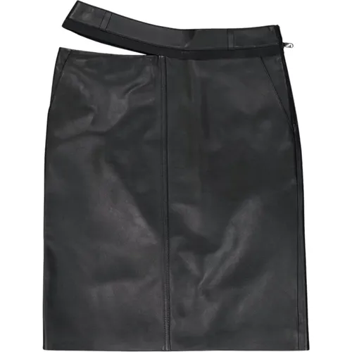 Leather Skirt Straight Cut Zip Closure , female, Sizes: L - Fendi - Modalova