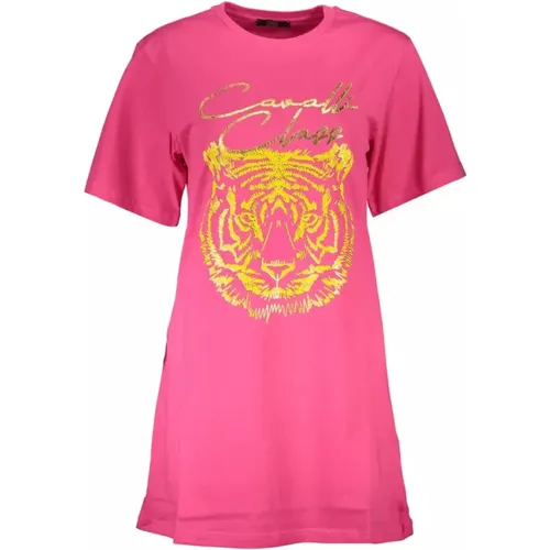 Rosa Baumwolltops & T-Shirt, Kurze Ärmel, Regular Fit , Damen, Größe: XL - Cavalli Class - Modalova