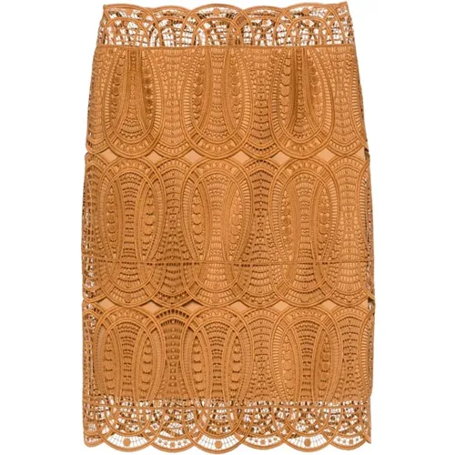 Midi Lace Skirt Caramel , female, Sizes: S, 2XS - alberta ferretti - Modalova