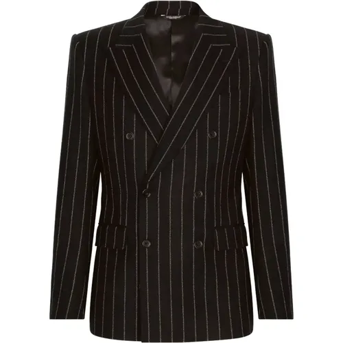 Pinstripe Double-Breasted Blazer , male, Sizes: L, M - Dolce & Gabbana - Modalova