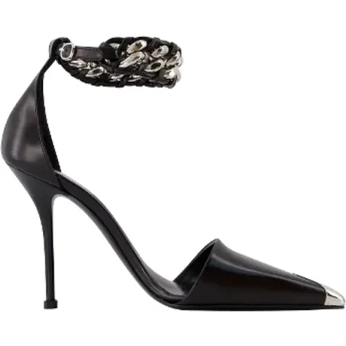 Schwarze Lederschuhe , Damen, Größe: 38 EU - alexander mcqueen - Modalova