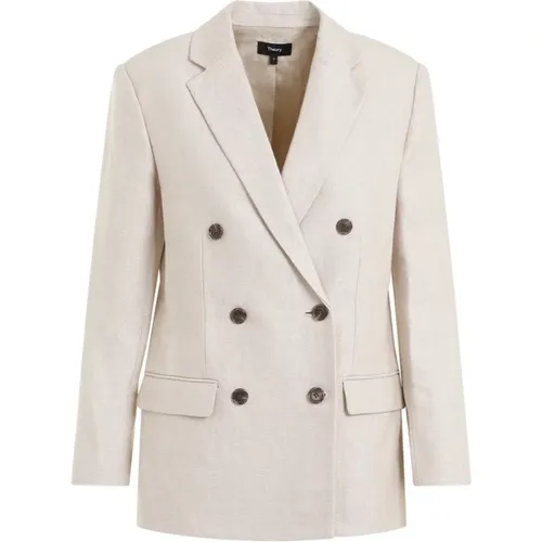Linen Double Breasted Jacket , female, Sizes: 2XS, XS, 3XS - Theory - Modalova