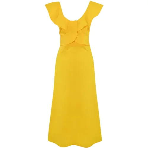 Poplin Sleeveless Ruffle Dress , female, Sizes: M, XS, 2XS, S - Liviana Conti - Modalova