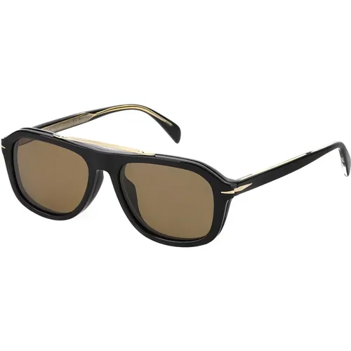 Schwarze/Braune Clip-On Sonnenbrille,DB 7006/G/Cs Sonnenbrille in Braun Horn/Blau Clip-On,David Beckham Sonnenbrille - Eyewear by David Beckham - Modalova