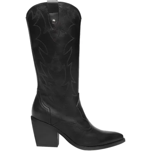 Schwarze Wildlederstiefel mit Schnalldetail , Damen, Größe: 39 EU - Nerogiardini - Modalova