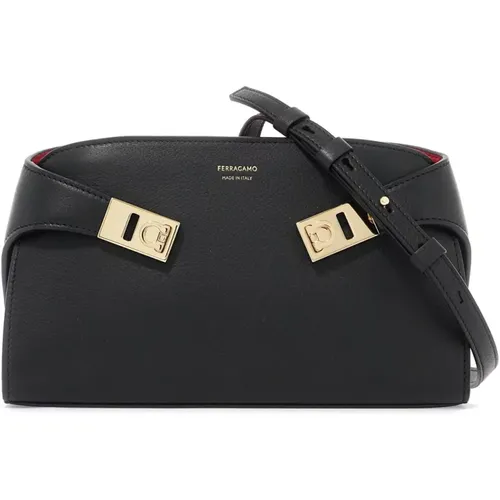 Deconstructed Leder Crossbody Tasche mit Gancini Schnallen - Salvatore Ferragamo - Modalova