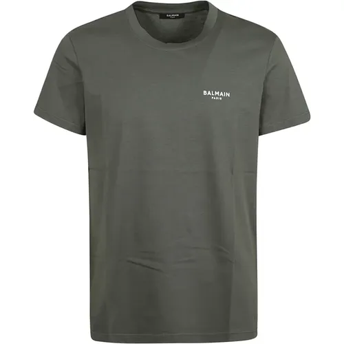 T-Shirt with Velvet Lettering , male, Sizes: S - Balmain - Modalova