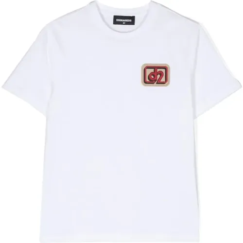 Weißes Baumwoll-Logo T-Shirt - Dsquared2 - Modalova