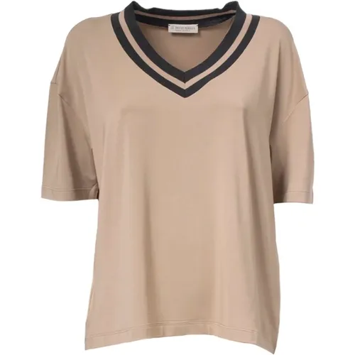 Short Sleeve Heart Neckline Top , female, Sizes: XL - Le Tricot Perugia - Modalova