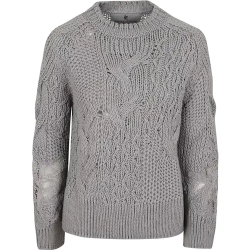 Grey Wool Blend Sweater Round Neck , female, Sizes: 2XS, XS, S - Ermanno Scervino - Modalova