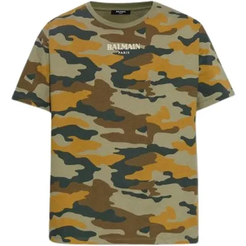Camouflage Hemd , Herren, Größe: L - Balmain - Modalova
