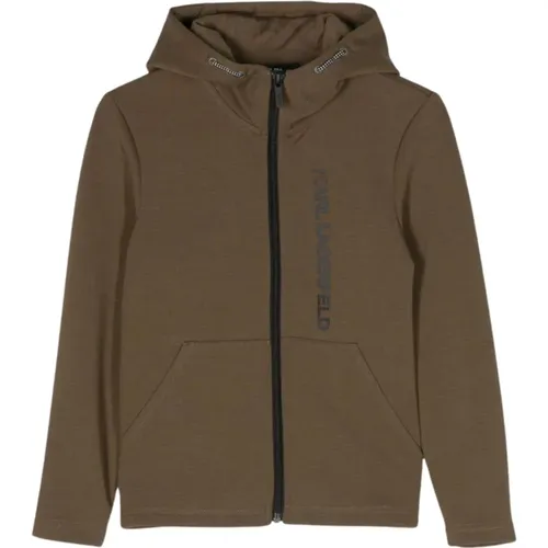 Grüner Hoodie mit Logo-Print - Karl Lagerfeld - Modalova