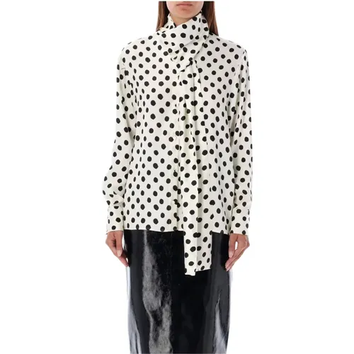 Polka Dot Satin Blouse Off , female, Sizes: S, XS - Msgm - Modalova