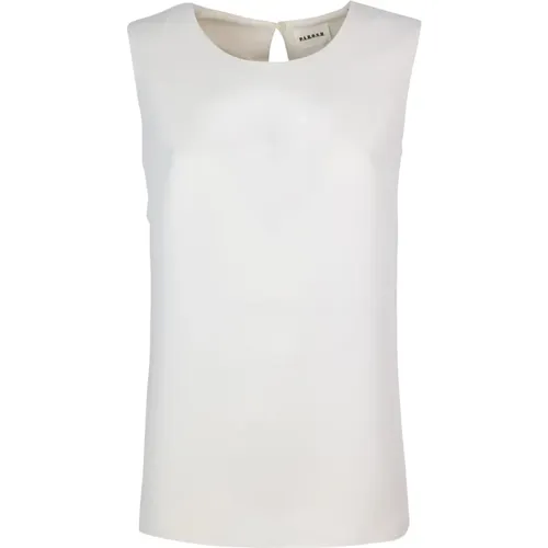 Cream Sleeveless Blouse with Deep Neckline , female, Sizes: S, M - P.a.r.o.s.h. - Modalova