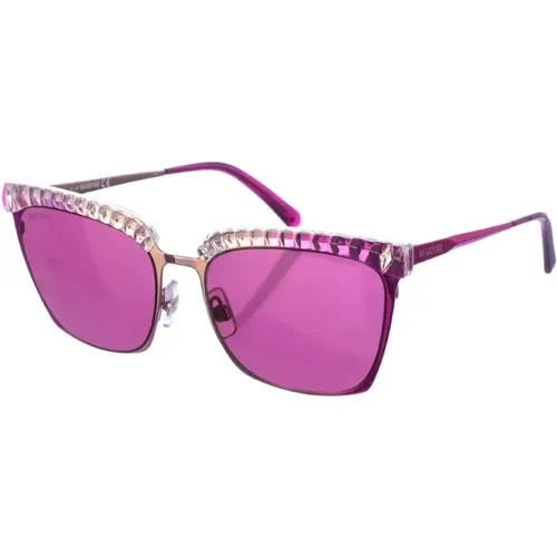 Marineblaue ovale Sonnenbrille , Damen, Größe: ONE Size - Swarovski - Modalova