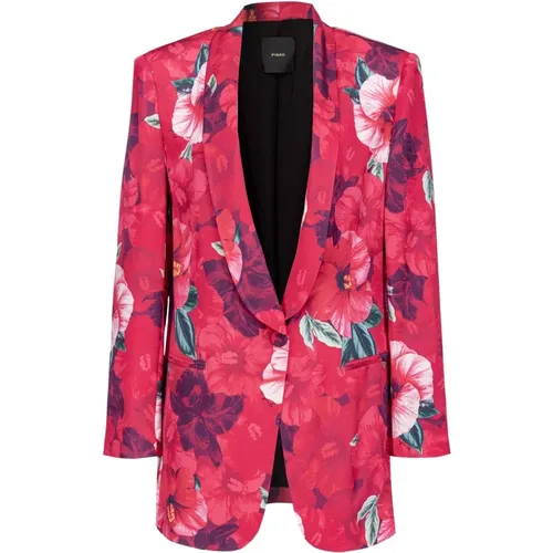 Hibiscus-print blazer , female, Sizes: L - pinko - Modalova