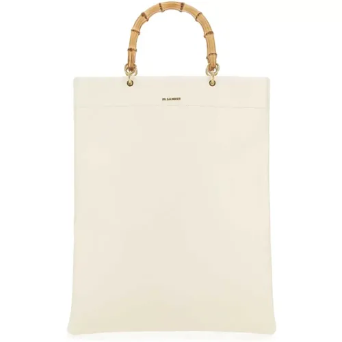 Ivory Leather Medium Shopping Bag , female, Sizes: ONE SIZE - Jil Sander - Modalova