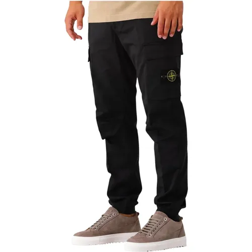 Schwarze Stretch-Cargo-Hose , Herren, Größe: W31 - Stone Island - Modalova