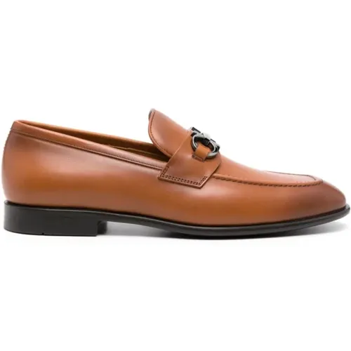 Metal Logo Moc Calf Biscote Abraz , male, Sizes: 9 UK, 8 UK, 7 1/2 UK - Salvatore Ferragamo - Modalova