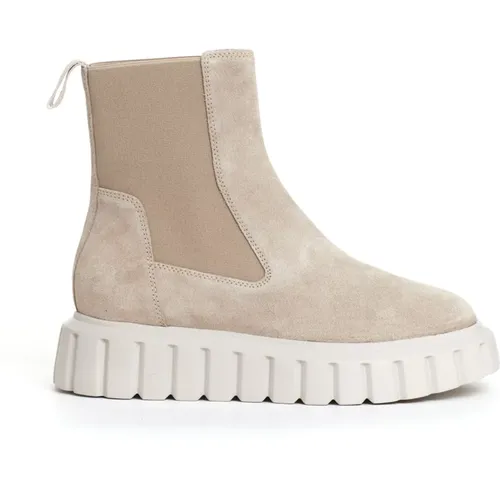 Beiger Wildleder Chelsea Boot , Damen, Größe: 38 EU - Voile blanche - Modalova