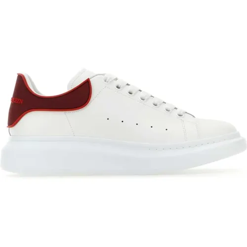 Weiße Ledersneaker mit rotem Gummifersenbereich , Herren, Größe: 45 EU - alexander mcqueen - Modalova