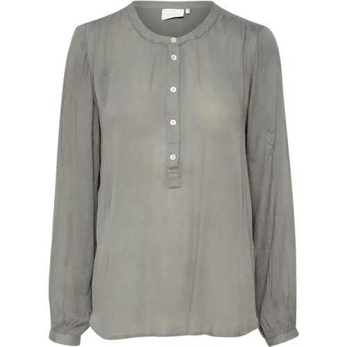 Puffed Sleeve Blouse Smoked Pearl , female, Sizes: L, 5XL, 4XL, M, 2XL, 3XL, XL, XS, S - Kaffe - Modalova