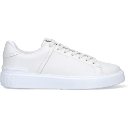 Weiße Low-Top Sneakers , Herren, Größe: 43 EU - Balmain - Modalova